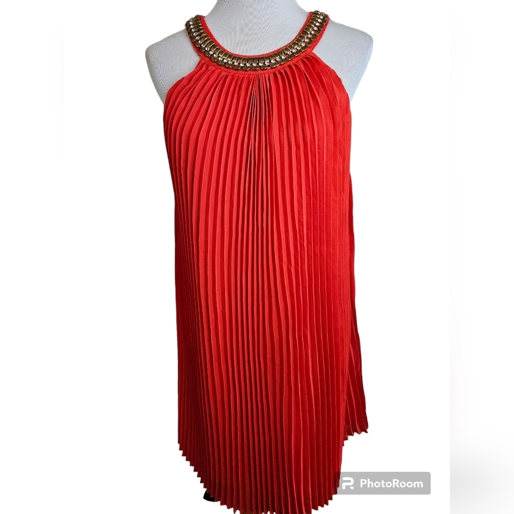 Badgley Mischka ! Jeweled Red Cocktail Dress.